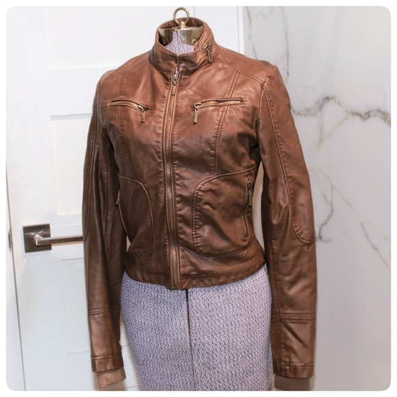 Suzy Shier size XS Faux-Leather Jacket - Picture 1 of 4